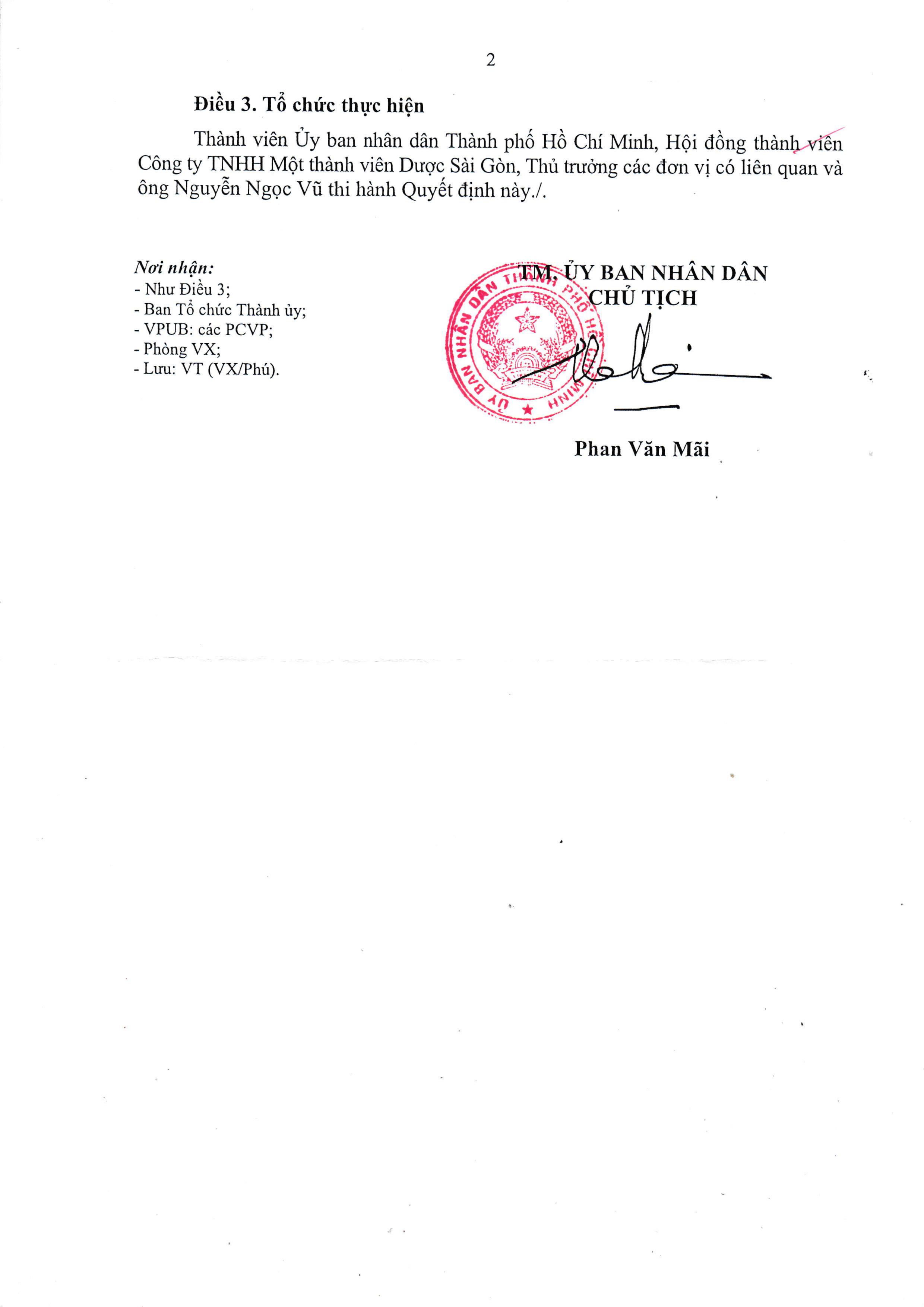 Quyết định Cử nhân sự làm người đại diện theo pháp luật của Công ty TNHH MTV Dược Sài Gòn