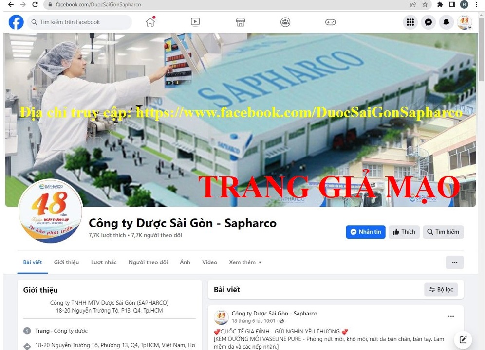 Công ty TNHH MTV Dược Sài Gòn cảnh báo hiện tại có một số trang Facebook, Fanpage giả mạo thương hiệu của Sapharco Công ty TNHH MTV Dược Sài Gòn cảnh báo hiện tại có một số trang Facebook, Fanpage giả mạo thương hiệu của Sapharco