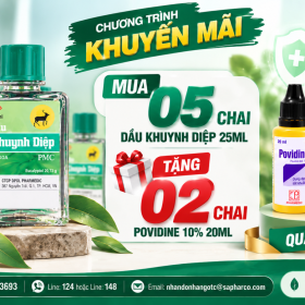 Dầu Khuynh Diệp PMC 25ml – Quà tặng Povidine 10% 20ml
